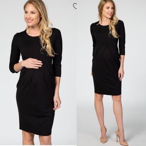 Pinkblush 3/4 Sleeve Front Pleated Maternity Dress